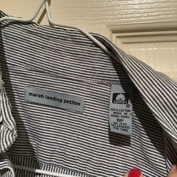 Marsh Landing 6 Petite Chambray Sleeveless dress, cute summer dress 6P - Picture 2 of 4